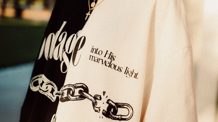 ‘Hell Lost’ Split-Panel Distressed Tee (Oversized) - Malta Apparel
