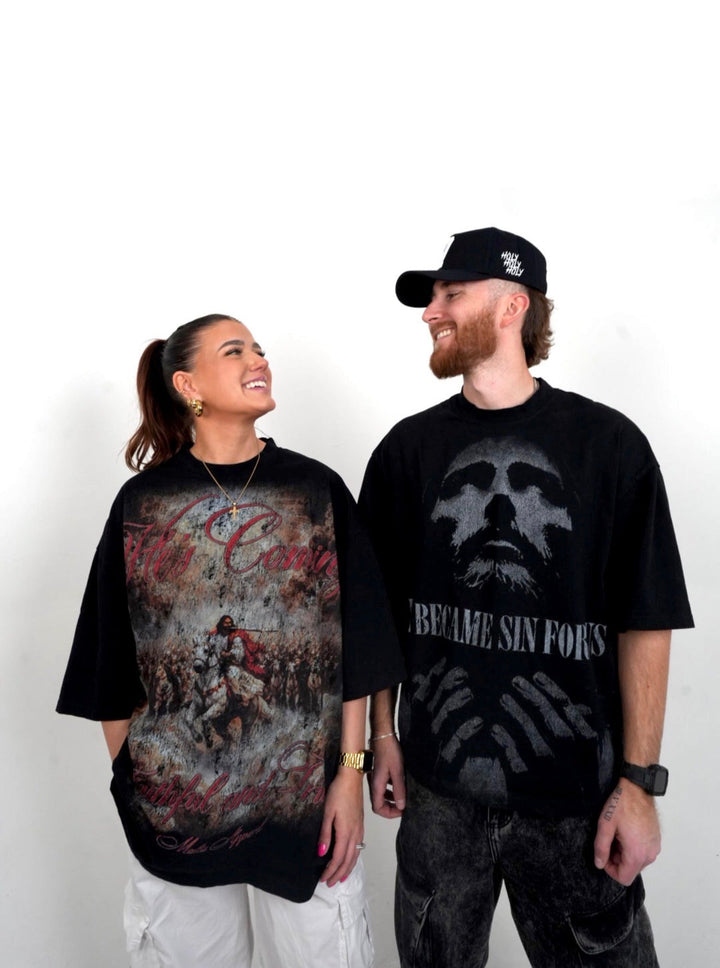 He’s Coming Graphic Tee (Oversized Fit) - Malta Apparel