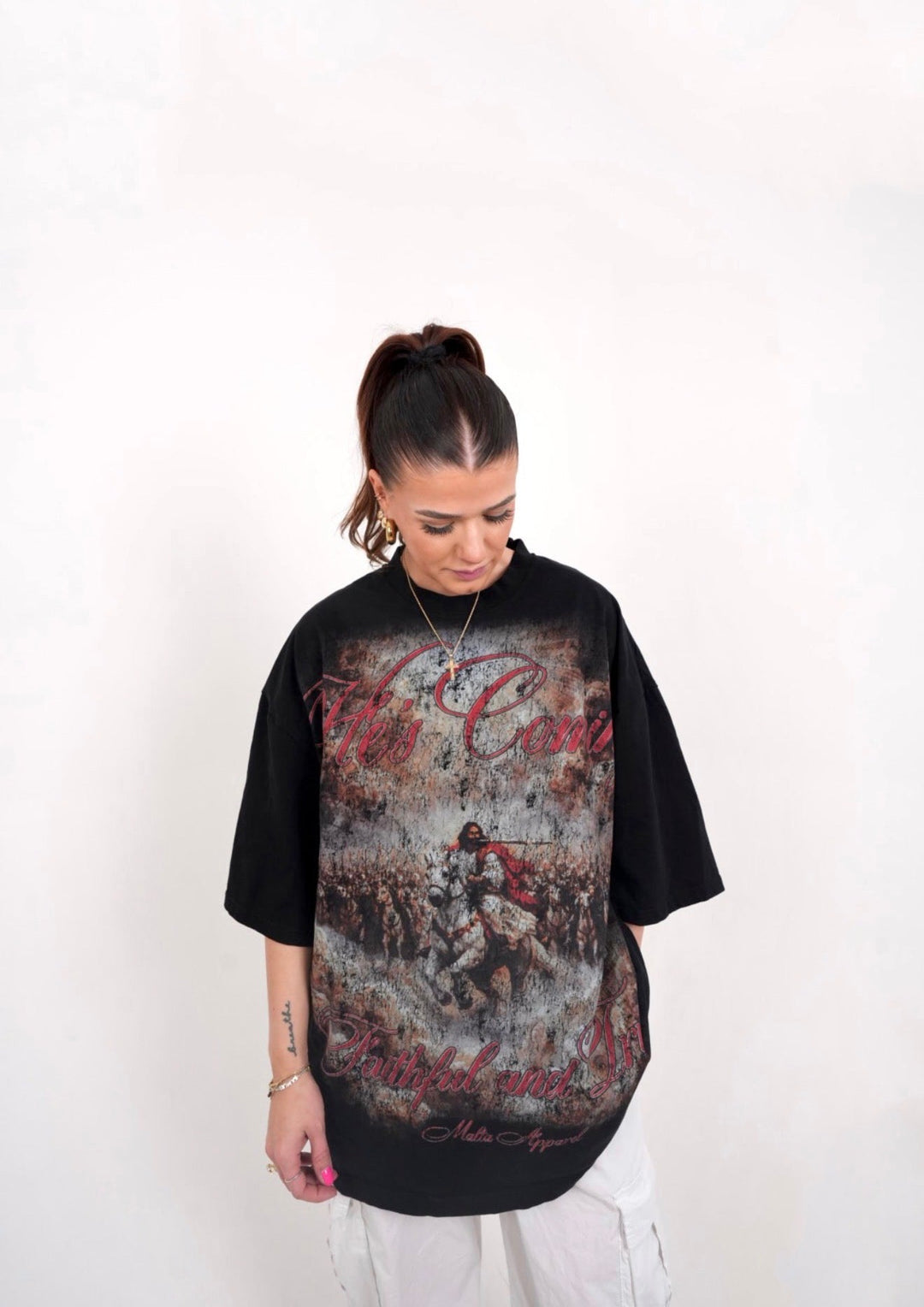 He’s Coming Graphic Tee (Oversized Fit) - Malta Apparel