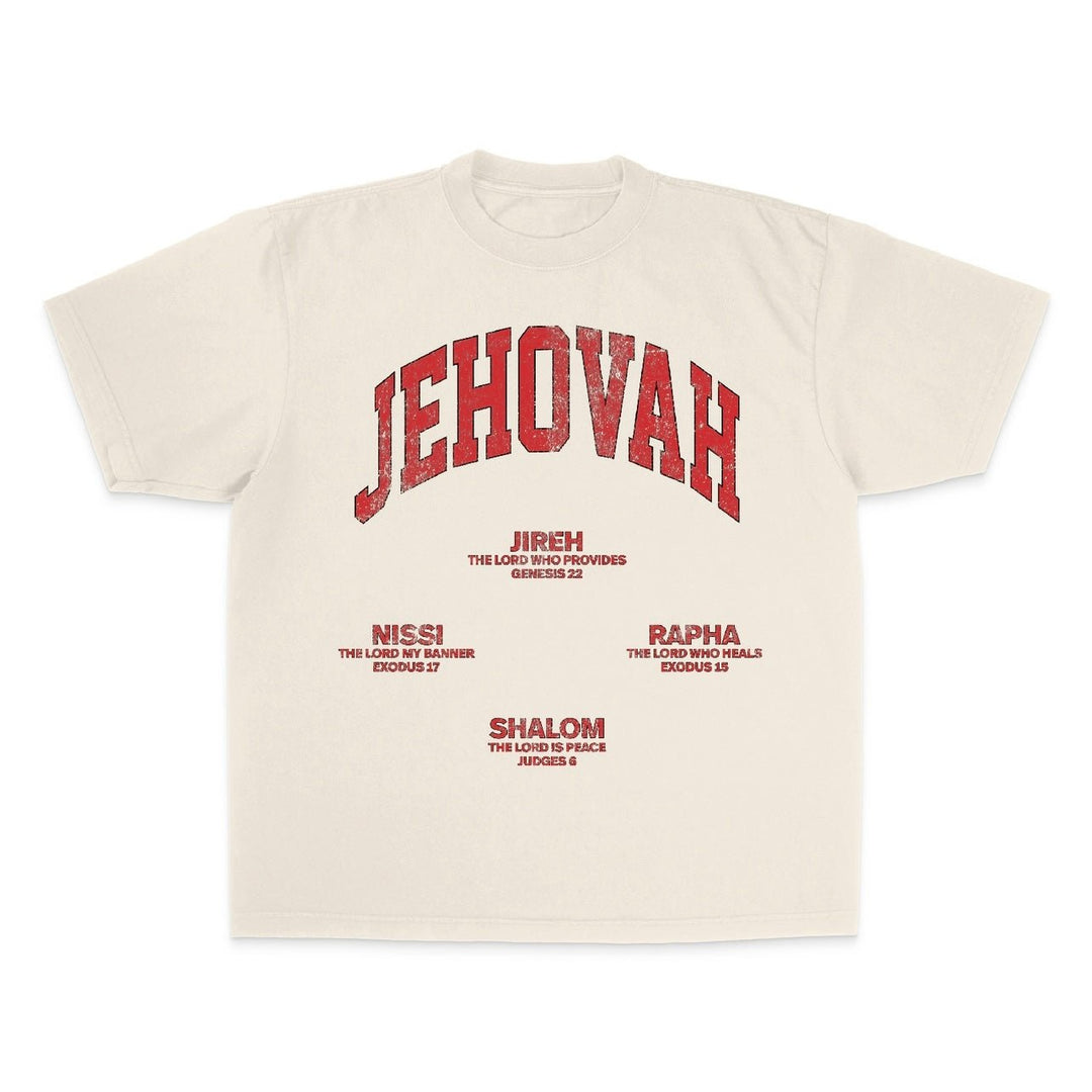 JEHOVAH Tee - Cream/Red - Malta Apparel