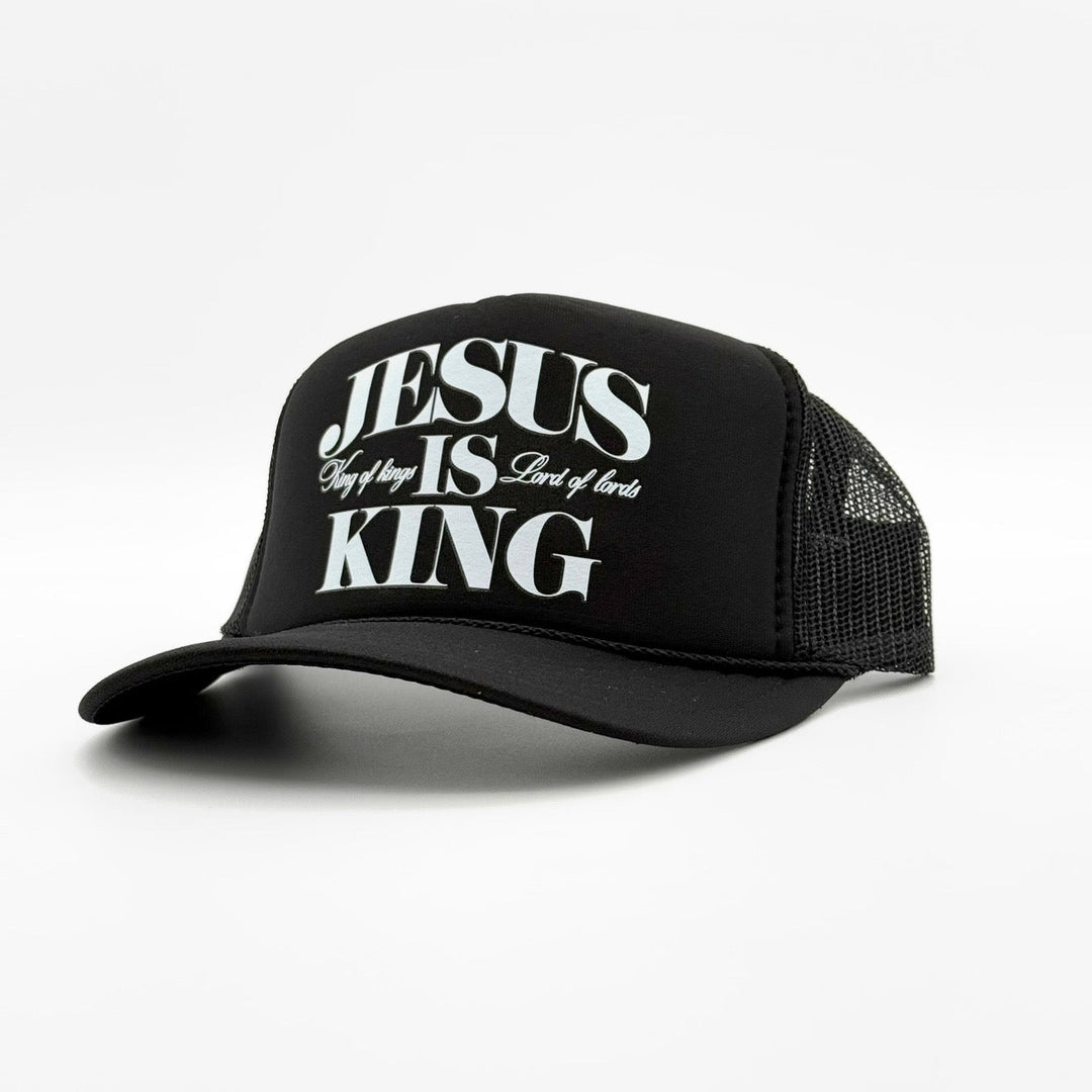 Jesus is King Foam Trucker - Black - Malta Apparel
