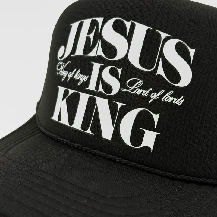 Jesus is King Foam Trucker - Black - Malta Apparel