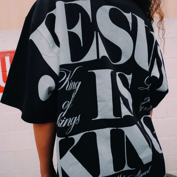 Jesus is King Jumbo Print Tee - Black (Oversized) - Malta Apparel