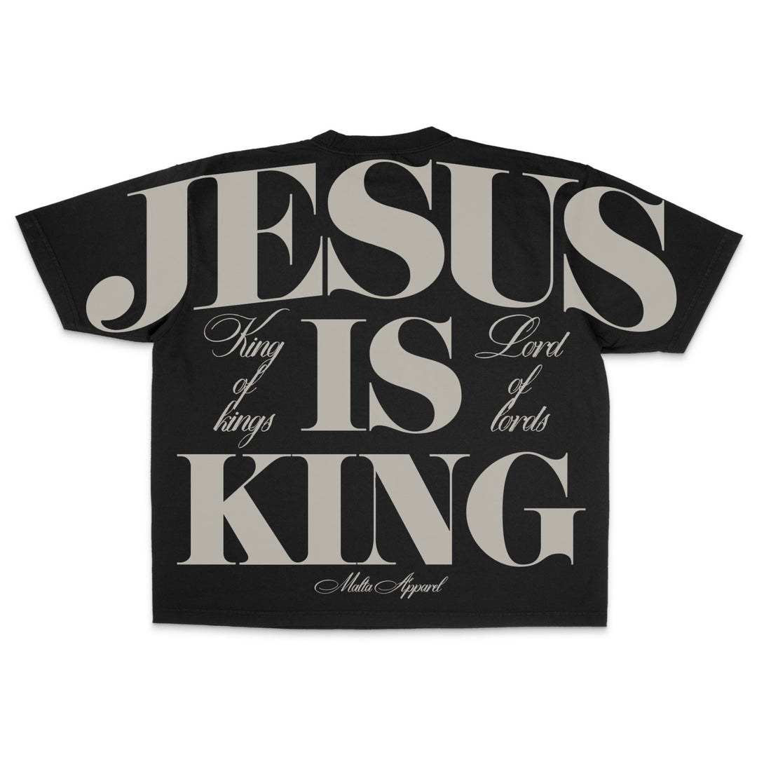 Jesus is King Jumbo Print Tee - Black (Oversized) - Malta Apparel