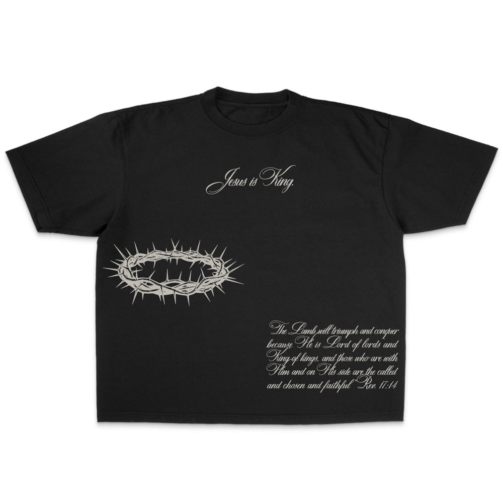 Jesus is King Jumbo Print Tee - Black (Oversized) - Malta Apparel