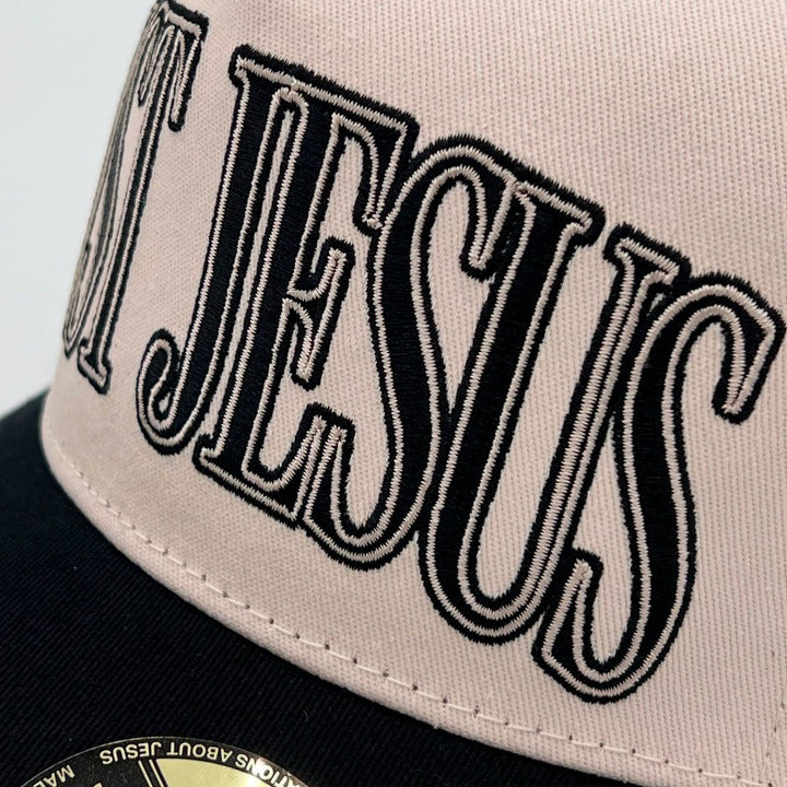 ‘JUST JESUS’ Premium SnapBack - Cream/Black - Malta Apparel
