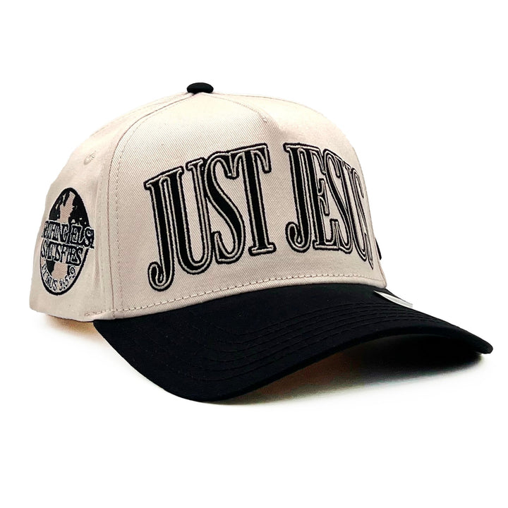 ‘JUST JESUS’ Premium SnapBack - Cream/Black - Malta Apparel