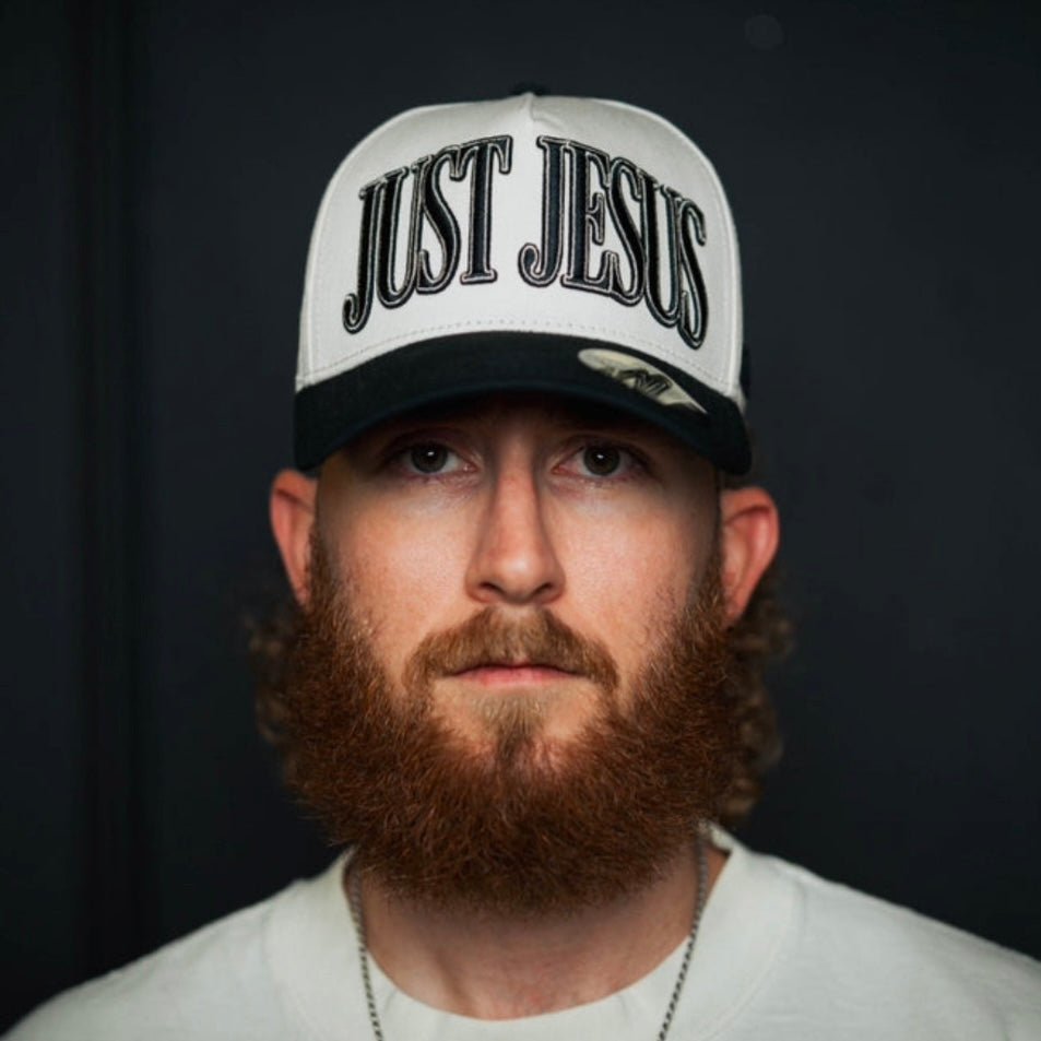 ‘JUST JESUS’ Premium SnapBack - Cream/Black - Malta Apparel