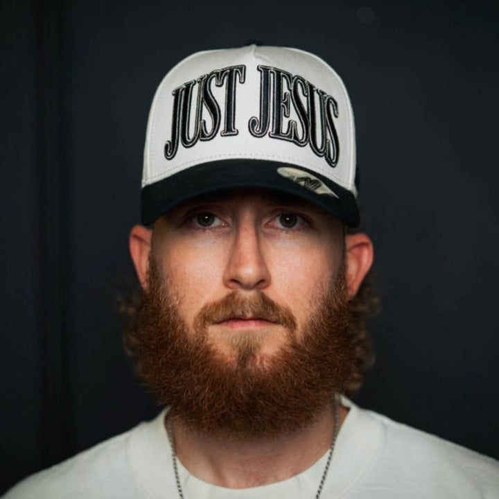 ‘JUST JESUS’ Premium SnapBack - Cream/Black - Malta Apparel