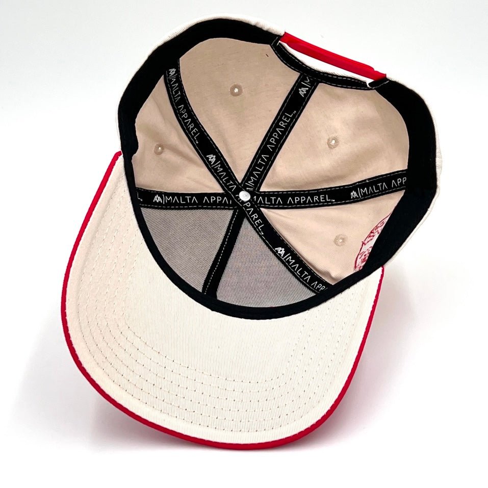 ‘JUST JESUS’ Premium SnapBack - Cream/Red - Malta Apparel