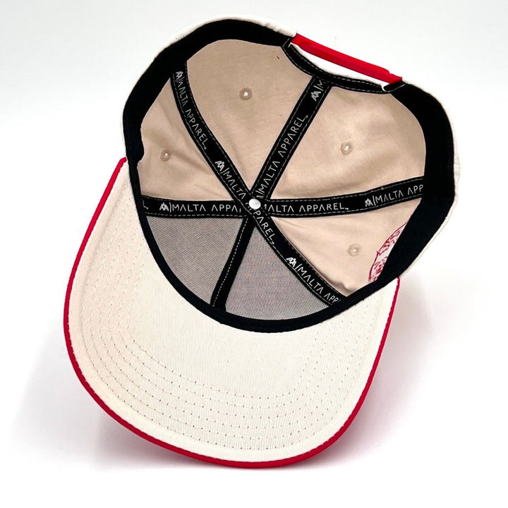 ‘JUST JESUS’ Premium SnapBack - Cream/Red - Malta Apparel
