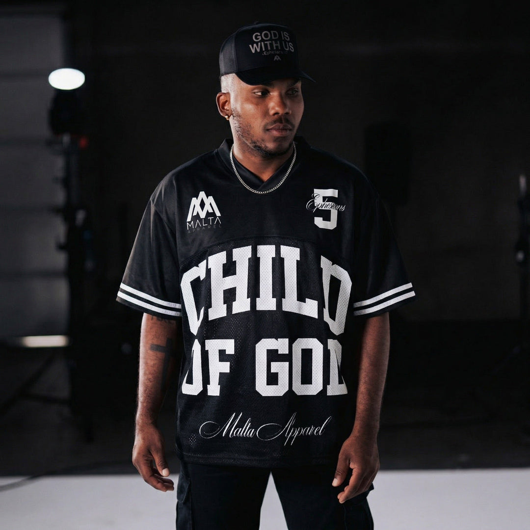 [PRE - ORDER - SHIPS APRIL 17TH] BELOVED CHILD OF GOD Jersey - Black (Oversized) - Malta Apparel