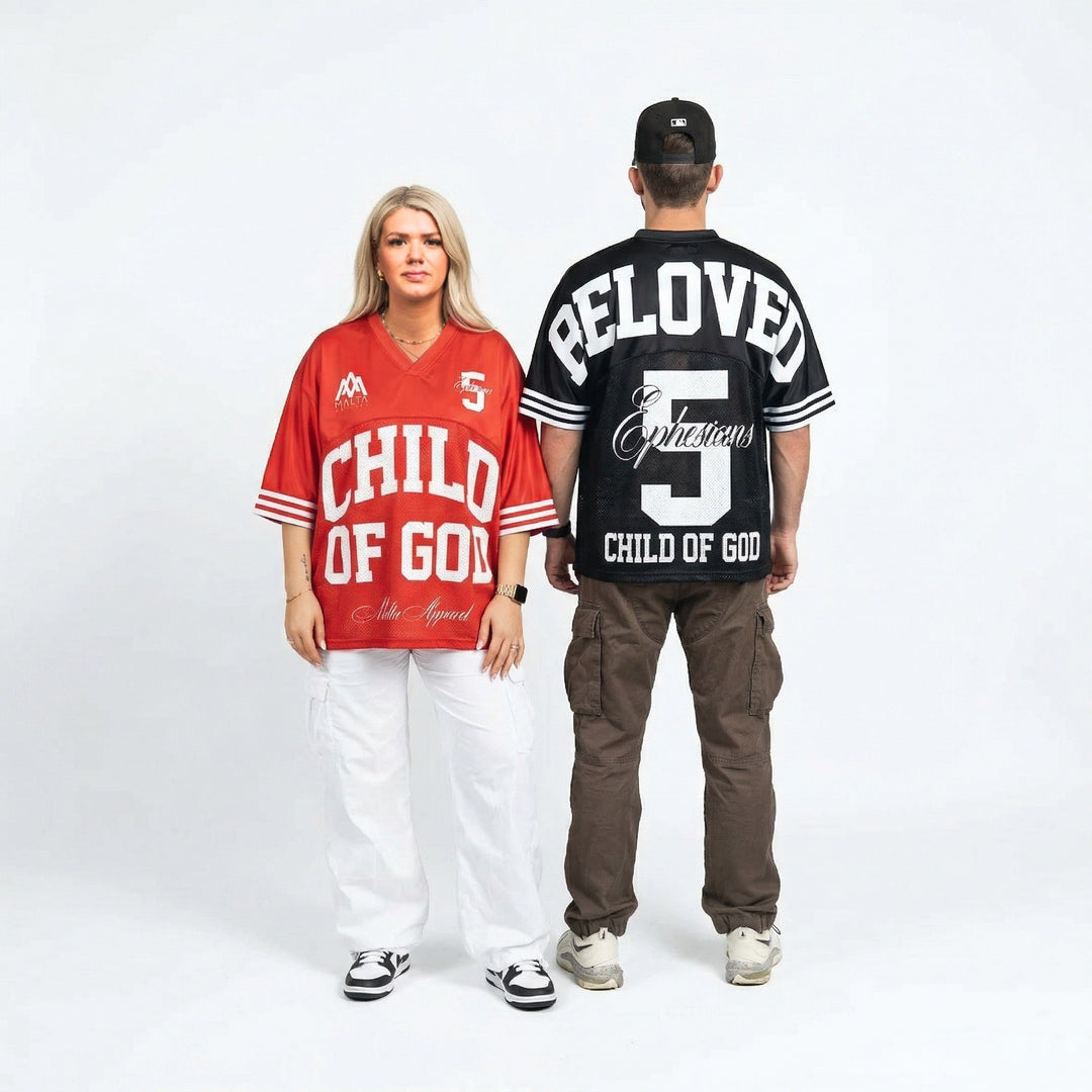 [PRE - ORDER - SHIPS APRIL 17TH] BELOVED CHILD OF GOD Jersey - Black (Oversized) - Malta Apparel