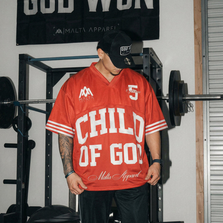 [PRE - ORDER - SHIPS APRIL 17TH] BELOVED CHILD OF GOD Jersey - Red (Oversized) - Malta Apparel