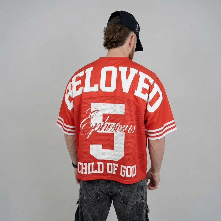 [PRE - ORDER - SHIPS APRIL 17TH] BELOVED CHILD OF GOD Jersey - Red (Oversized) - Malta Apparel