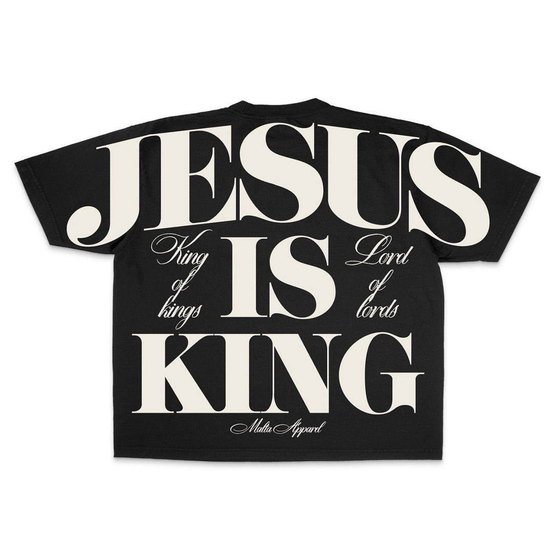 [PRE - ORDER - SHIPS APRIL 17TH] Jesus is King Jumbo Print Tee - Black (Oversized Fit) - Malta Apparel