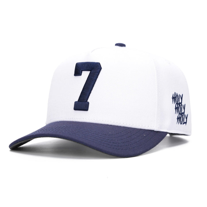 [PRE - ORDER - SHIPS DECEMBER 10TH] ‘7’ Premium Wool Blend SnapBack - White/Navy - Malta Apparel