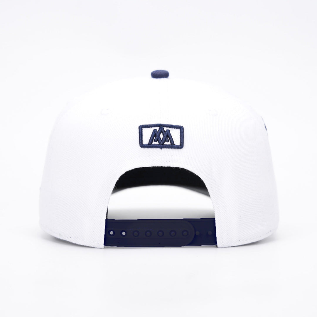 [PRE - ORDER - SHIPS DECEMBER 10TH] ‘7’ Premium Wool Blend SnapBack - White/Navy - Malta Apparel