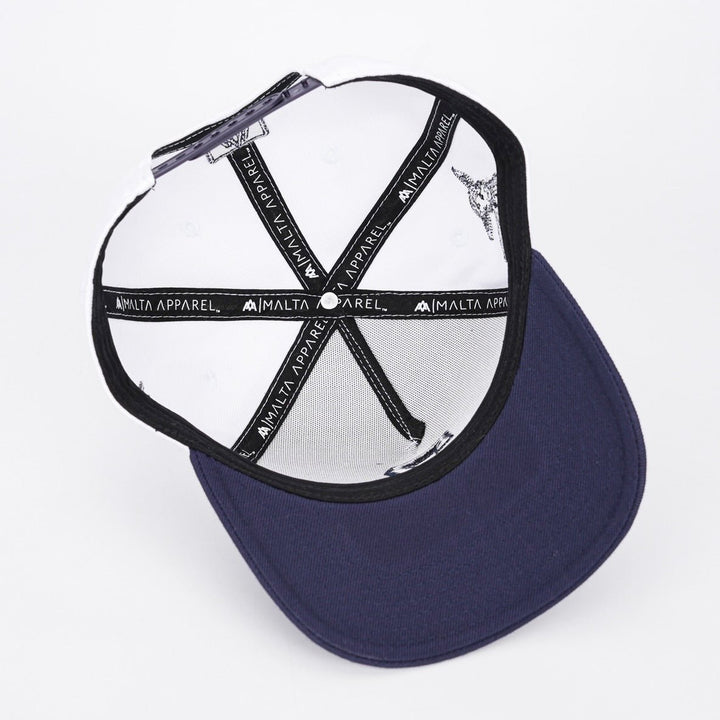 [PRE - ORDER - SHIPS DECEMBER 10TH] ‘7’ Premium Wool Blend SnapBack - White/Navy - Malta Apparel