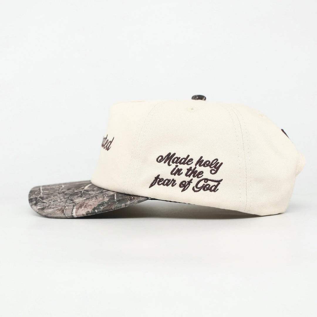 [PRE - ORDER - SHIPS DECEMBER 10TH] CONSECRATED UNSTRUCTURED Premium SnapBack - Cream/Malta Woodland Camo - Malta Apparel