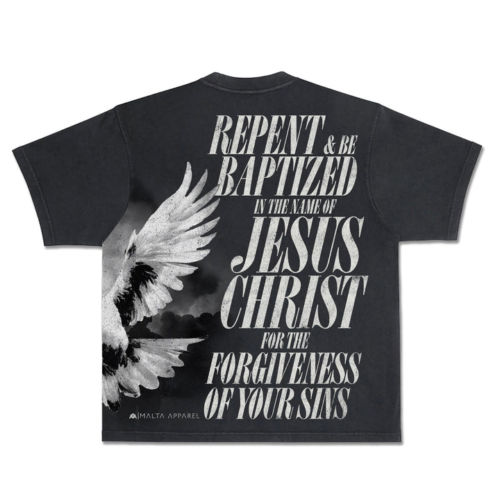 [PRE - ORDER - SHIPS December 10TH] Holy Spirit [Dove] Wrap - Around Graphic Tee (Oversized Fit) - Malta Apparel