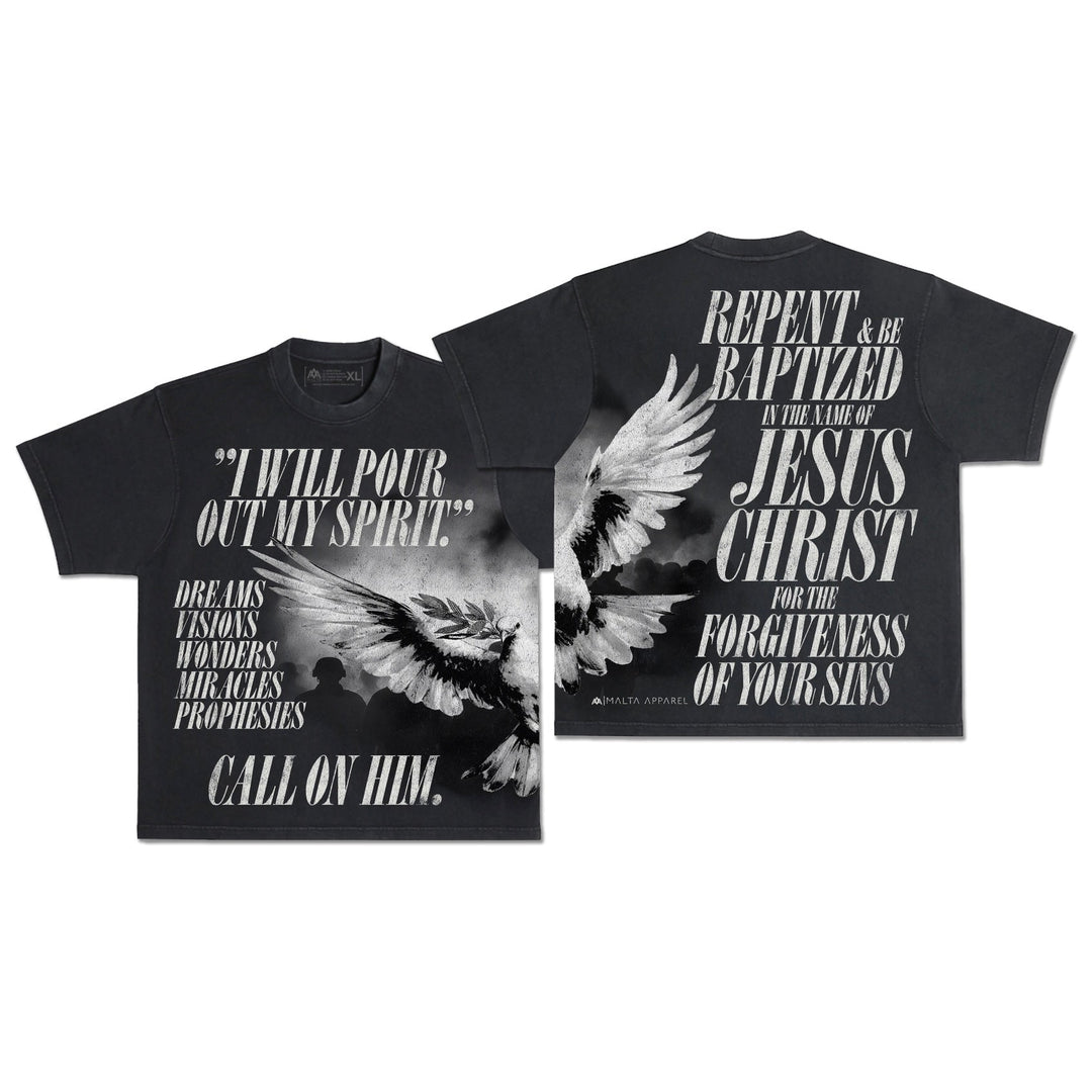 [PRE - ORDER - SHIPS December 10TH] Holy Spirit [Dove] Wrap - Around Graphic Tee (Oversized Fit) - Malta Apparel