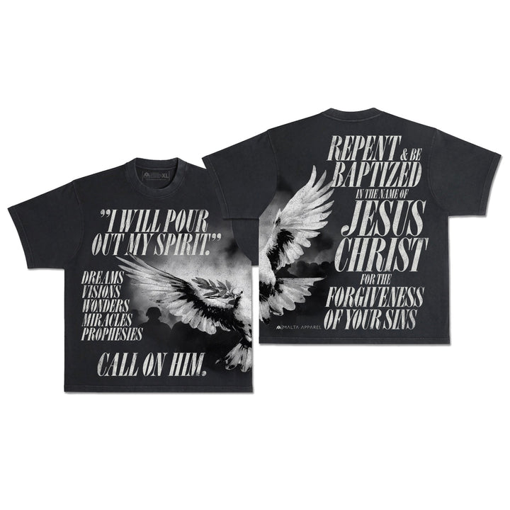 [PRE - ORDER - SHIPS December 10TH] Holy Spirit [Dove] Wrap - Around Graphic Tee (Oversized Fit) - Malta Apparel