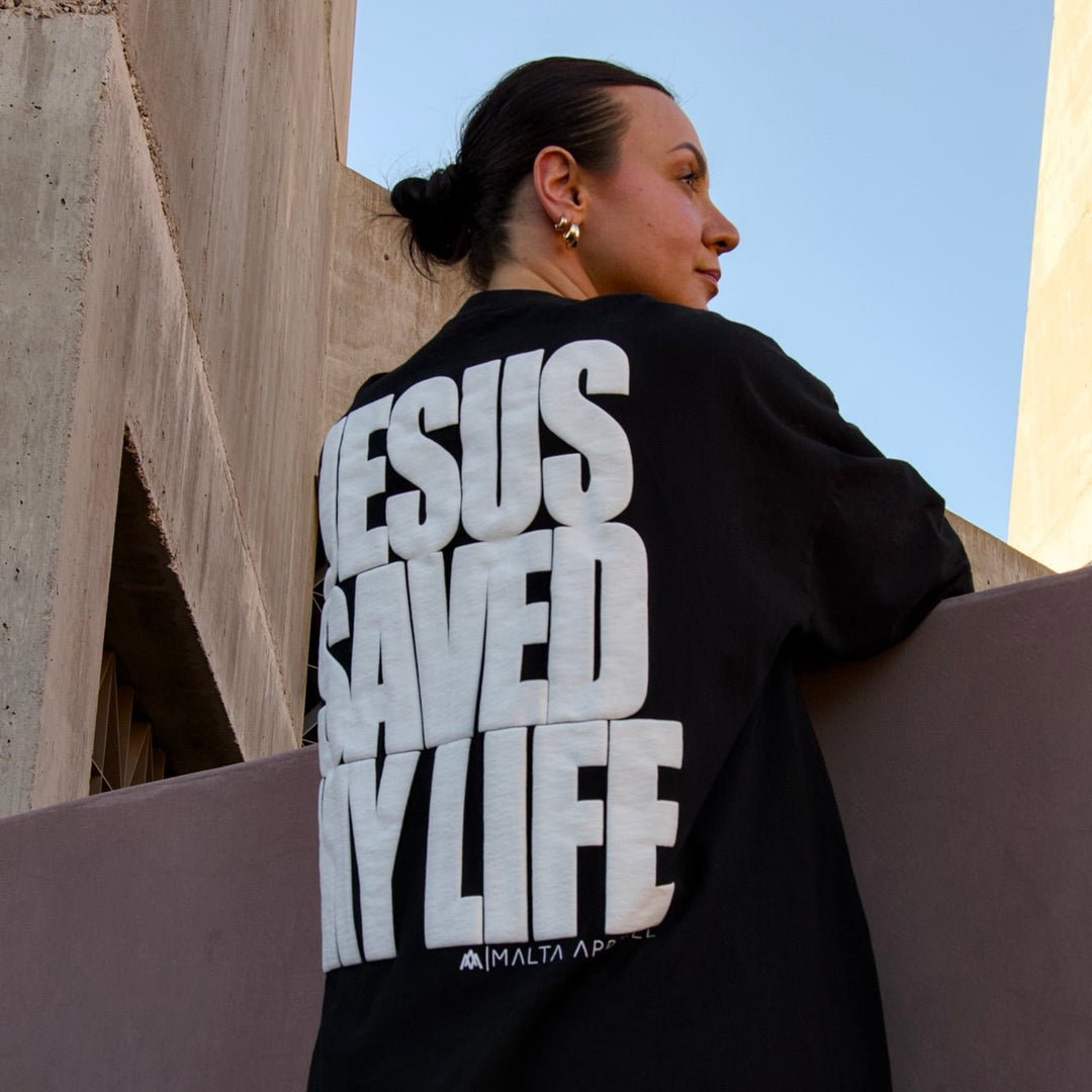 [PRE - ORDER - SHIPS DECEMBER 17TH] Jesus Saved My Life PUFF PRINT - Black - Malta Apparel