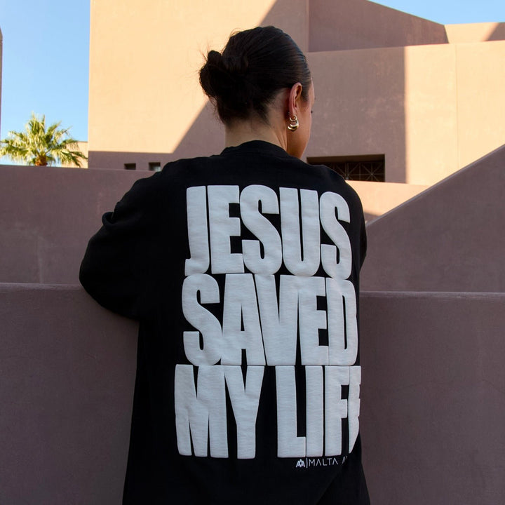 [PRE - ORDER - SHIPS DECEMBER 17TH] Jesus Saved My Life PUFF PRINT - Black - Malta Apparel