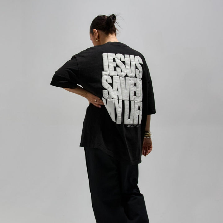 [PRE - ORDER - SHIPS DECEMBER 17TH] Jesus Saved My Life PUFF PRINT - Black - Malta Apparel