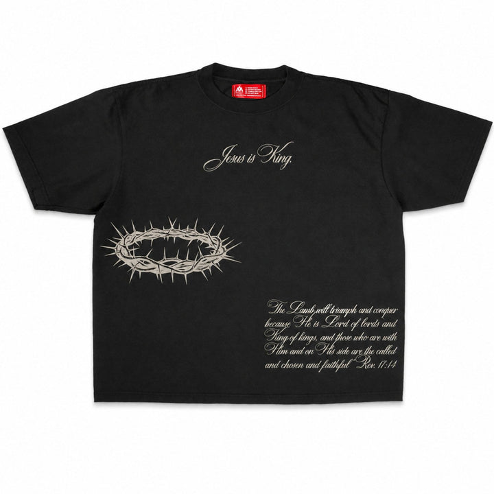 [PRE-ORDER - SHIPS EARLY SEPTEMBER] Jesus is King Jumbo Print Tee - Black (Oversized) - Malta Apparel