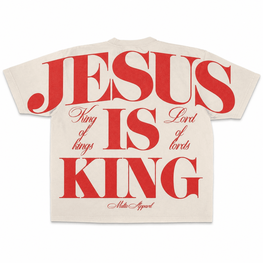 [PRE-ORDER - SHIPS EARLY SEPTEMBER] Jesus is King Jumbo Print Tee - Ivory (Oversized) - Malta Apparel