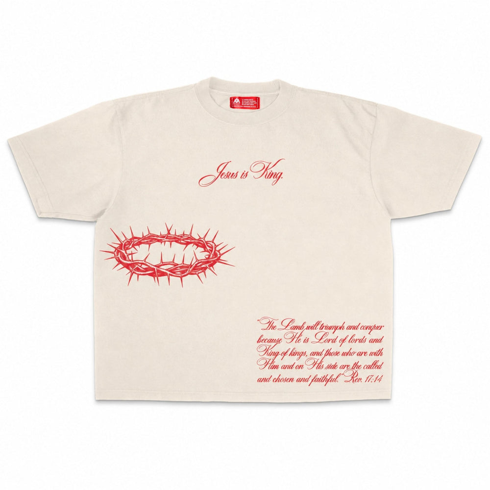 [PRE-ORDER - SHIPS EARLY SEPTEMBER] Jesus is King Jumbo Print Tee - Ivory (Oversized) - Malta Apparel