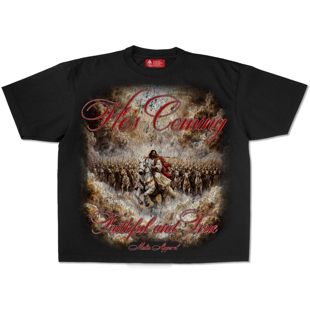 [PRE - ORDER - SHIPS FEBRUARY 18TH] He’s Coming Graphic Tee (Oversized Fit) - Malta Apparel