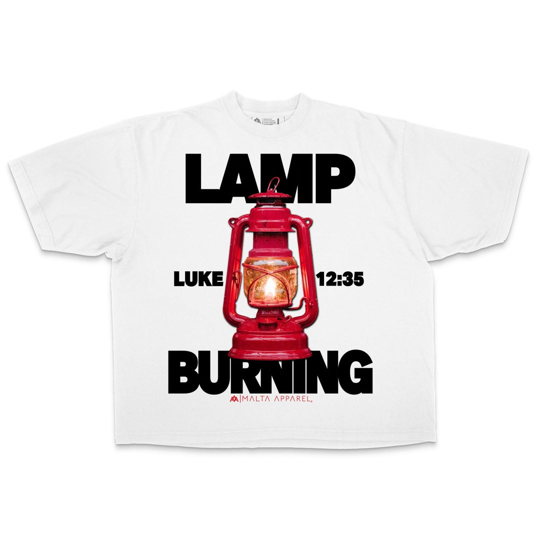 [PRE - ORDER - SHIPS FEBRUARY 18TH] Lamp Burning Drop Shoulder Tee (Super Oversized) - White - Malta Apparel