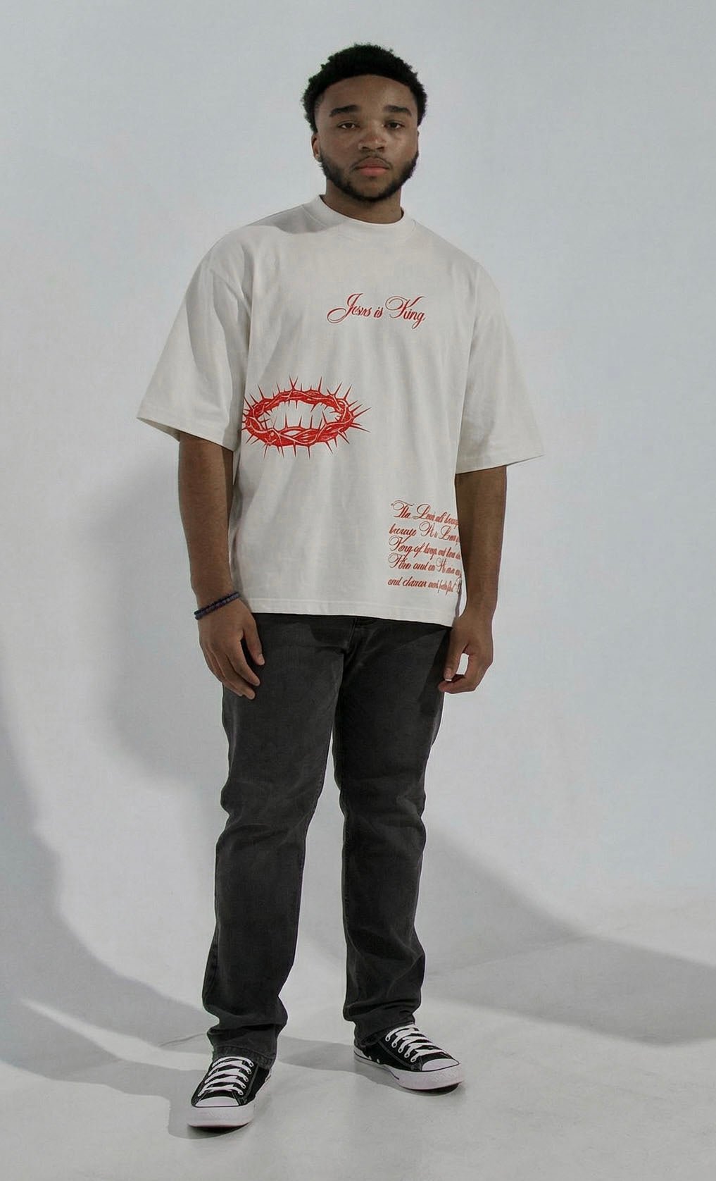 [PRE - ORDER - SHIPS MAY 20TH] Jesus is King Jumbo Print Tee - Ivory (Oversized) - Malta Apparel