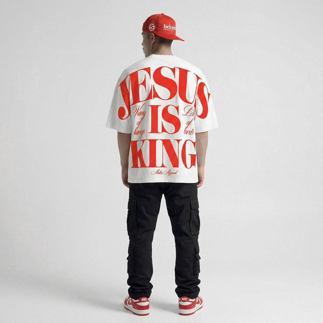 [PRE - ORDER - SHIPS MAY 20TH] Jesus is King Jumbo Print Tee - Ivory (Oversized) - Malta Apparel