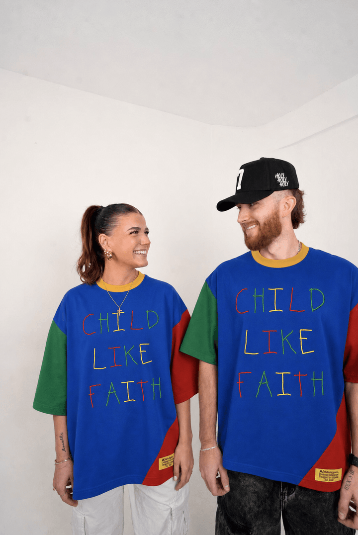 [PRE-ORDER - SHIPS MID-SEPTEMBER] Childlike Faith Color Block Tee (Adult Oversized) - Malta Apparel