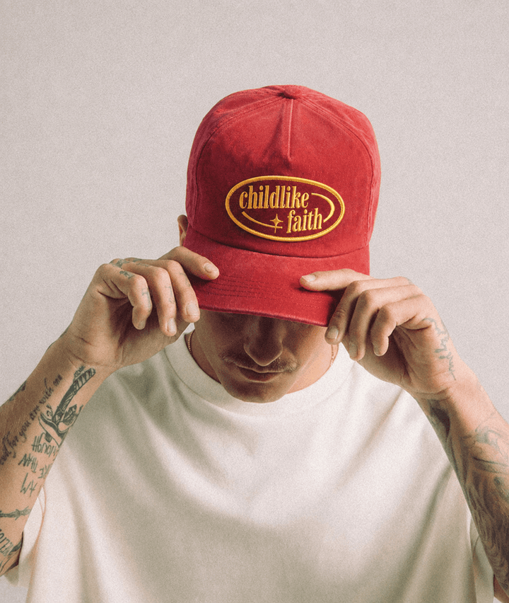 [PRE-ORDER - SHIPS MID-SEPTEMBER] Childlike Faith Unstructured SnapBack - Red - Malta Apparel