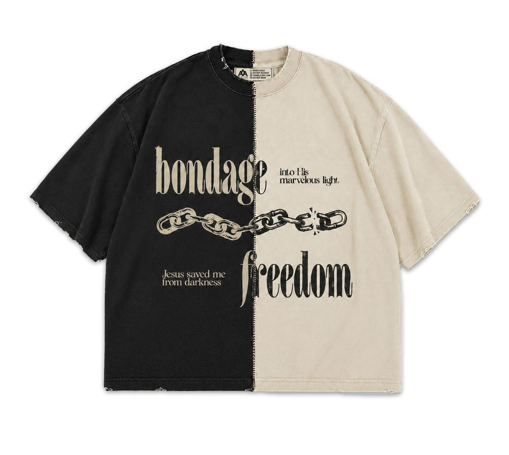 [PRE-ORDER - SHIPS MID SEPTEMBER] ‘Hell Lost’ Split-Panel Distressed Tee (Oversized) - Malta Apparel