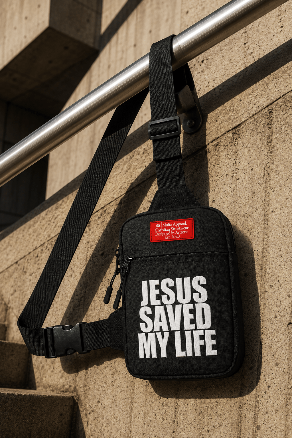 [PRE-ORDER - SHIPS MID-SEPTEMBER] Jesus Saved My Life Cross-Body Bag - Black - Malta Apparel