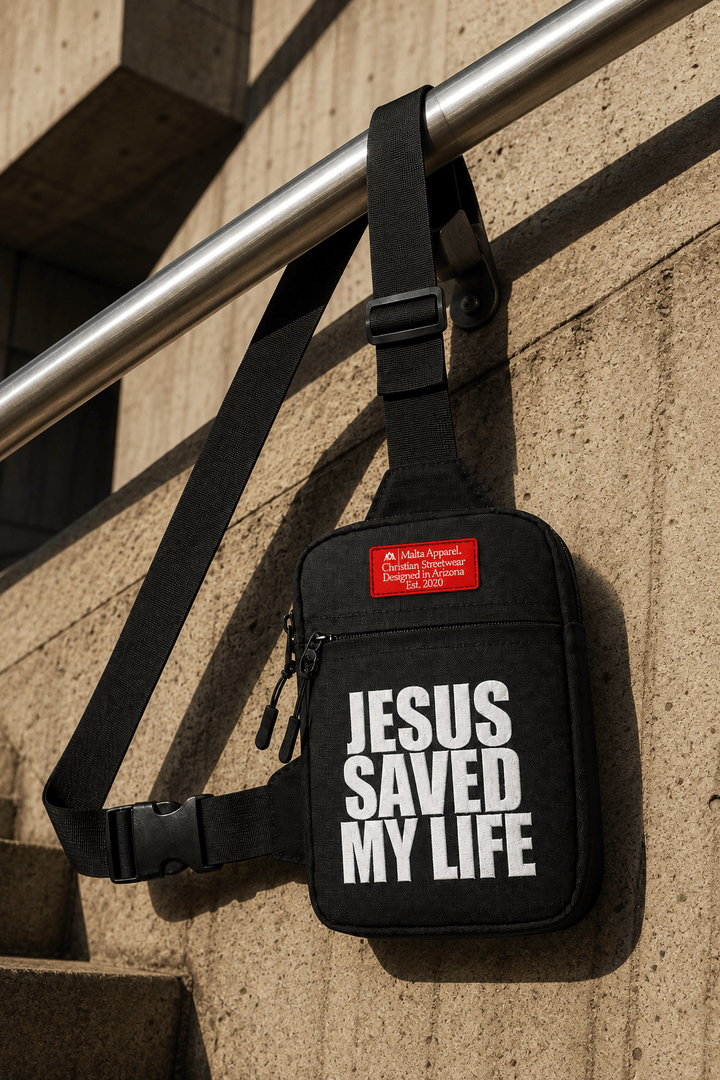 [PRE-ORDER - SHIPS MID-SEPTEMBER] Jesus Saved My Life Cross-Body Bag - Black - Malta Apparel