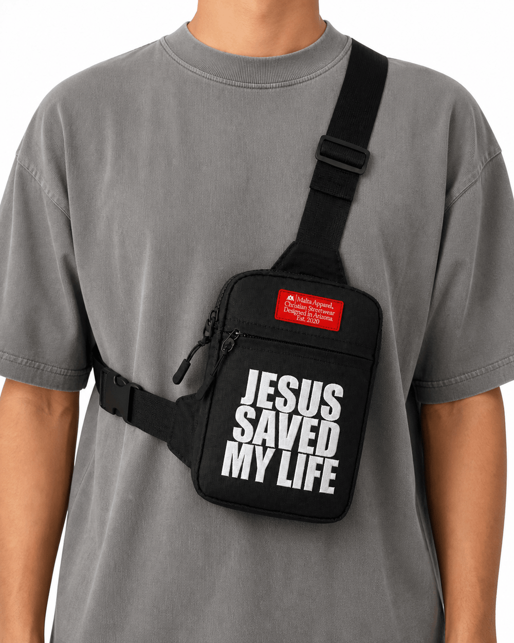 [PRE-ORDER - SHIPS MID-SEPTEMBER] Jesus Saved My Life Cross-Body Bag - Black - Malta Apparel