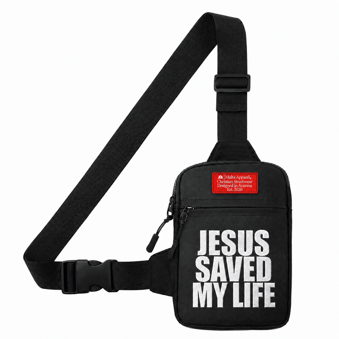 [PRE-ORDER - SHIPS MID-SEPTEMBER] Jesus Saved My Life Cross-Body Bag - Black - Malta Apparel