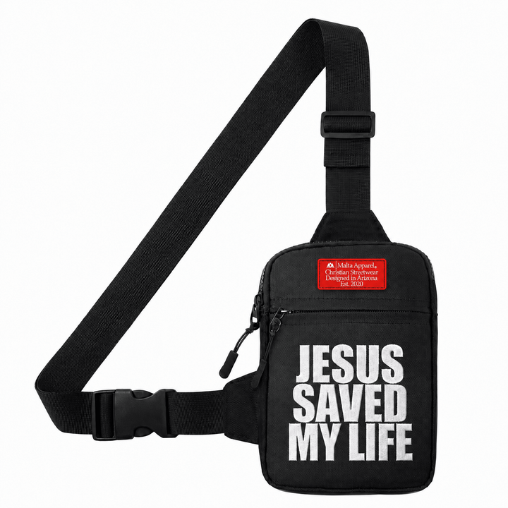 [PRE-ORDER - SHIPS MID-SEPTEMBER] Jesus Saved My Life Cross-Body Bag - Black - Malta Apparel