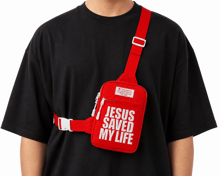 [PRE-ORDER - SHIPS MID-SEPTEMBER] Jesus Saved My Life Cross-Body Bag - Red - Malta Apparel