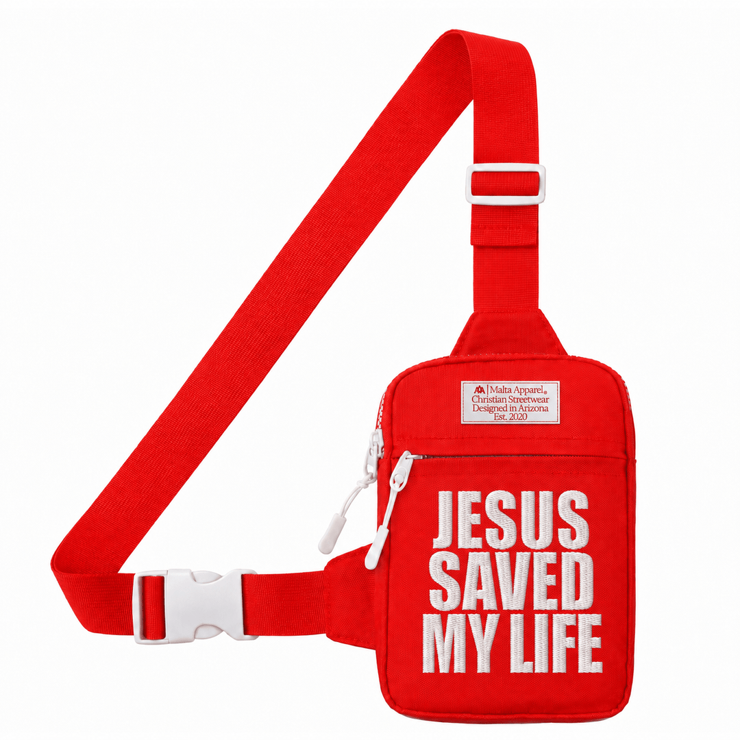 [PRE-ORDER - SHIPS MID-SEPTEMBER] Jesus Saved My Life Cross-Body Bag - Red - Malta Apparel