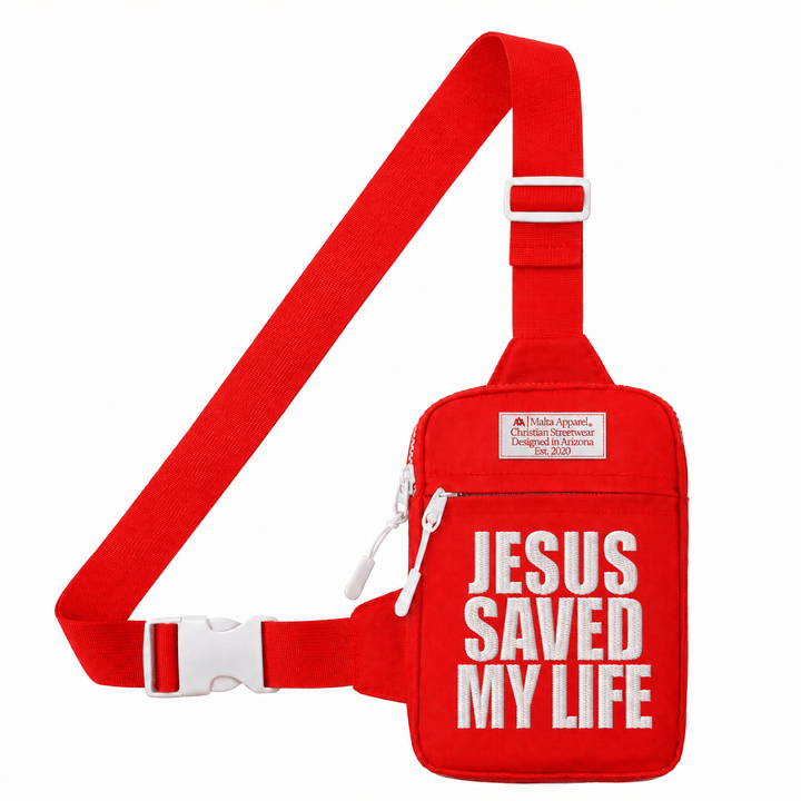 [PRE-ORDER - SHIPS MID-SEPTEMBER] Jesus Saved My Life Cross-Body Bag - Red - Malta Apparel