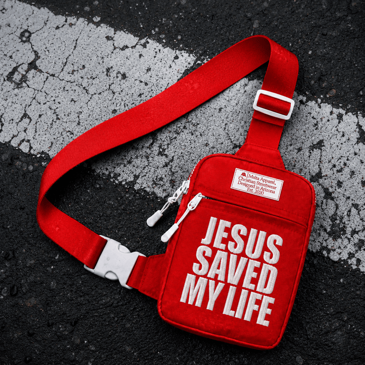 [PRE-ORDER - SHIPS MID-SEPTEMBER] Jesus Saved My Life Cross-Body Bag - Red - Malta Apparel
