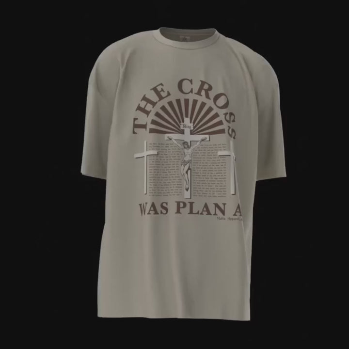 ‘The Cross Was Plan A’ Drop Shoulder - Oatmeal (Super Oversized)